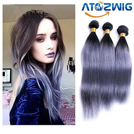 Atozhair Fashion Ombre Grey Brazilian Hair 8a Brazilian Straight