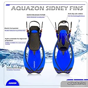 Schnorchelmasken 51g3HN8gcJS. SS300 Über 5 Schuhgrössen verstellbare Tauchflosse, Schwimmflosse, für Kinder, Jugendliche, Damen, ideal zum schnorcheln, tauchen und schwimmen
Ideale Familien-flosse durch einfache Größenverstellung. QUICK FIX Größenverstellsystem mit Feinjustierung. Hervorragende Anpassung an den Fuß möglich
Flossenblatt der Tauchflosse aus AQUAFLEX, einem leichten und zugleich reaktiven Material, das für sehr guten Vortrieb sorgt. Das Material ist sehr robust