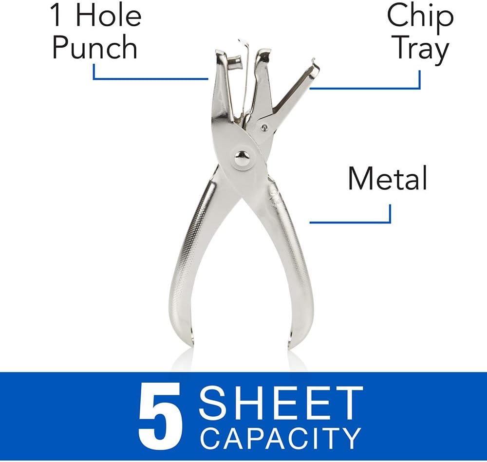 Swingline 1 Hole Punch, Single Hole Puncher, 5 Sheet Capacity, Classic Office Paper Punch for Craft Paper, DIY Crafts, Perfect for Home Office School Supplies, Chrome (74005) : Single Hole Paper Punches : Office Products