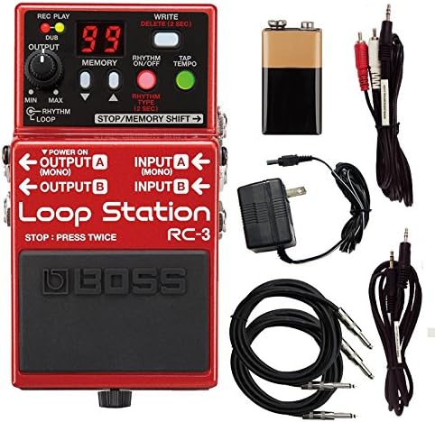 Amazon Com Boss Rc 3 Rc3 Loop Station Guitar Effects Pedal With Power Supply Cables And Extended Warranty Musical Instruments