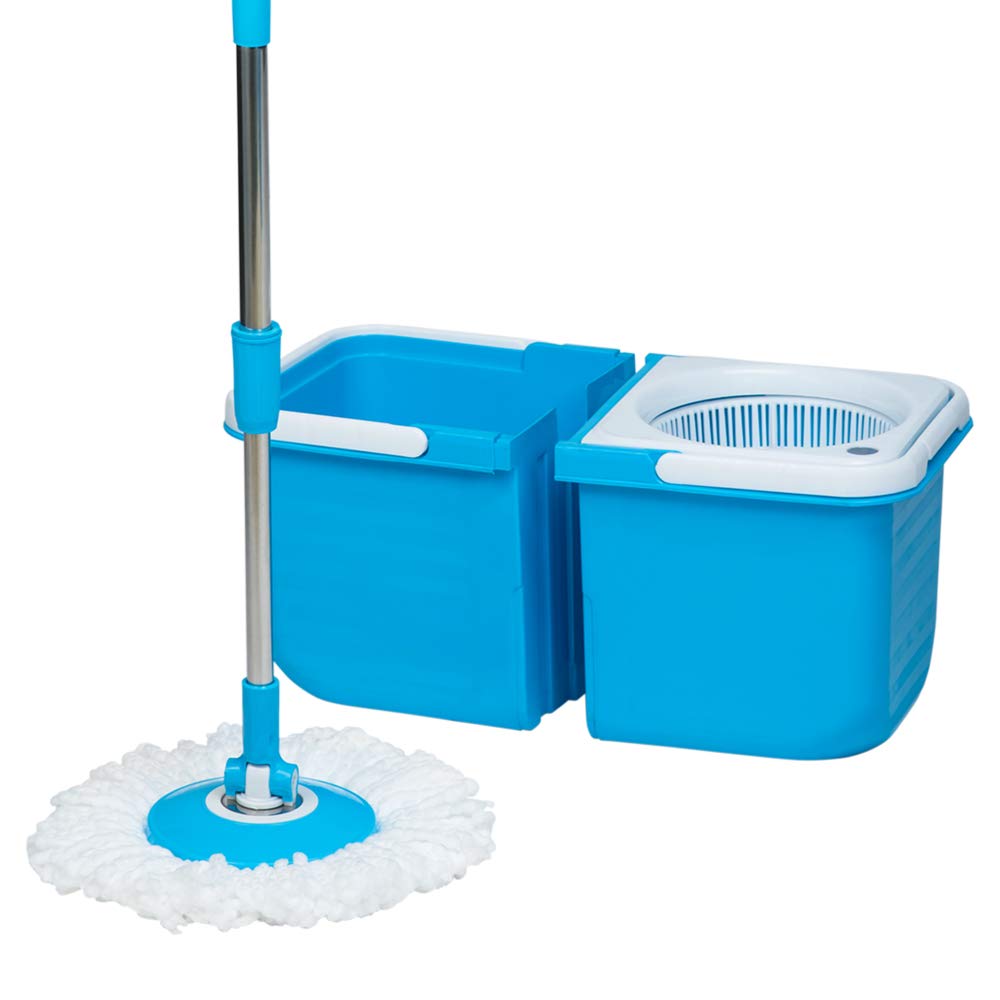 Gala 161121 Twin Bucket Spin Mop Refills with Handle (Blue, 6 Pieces