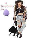 Orangesky Women Floral Print Chiffon Kimono Cardigan Jacket Outwear Blouse