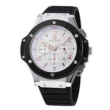 megir Herren-Chronograph 24 Hr Anzeige Militär Sport Uhren 3 ATM Wasserdicht Gold Edelstahl Herren Uhren mn3002gbk-7 N0