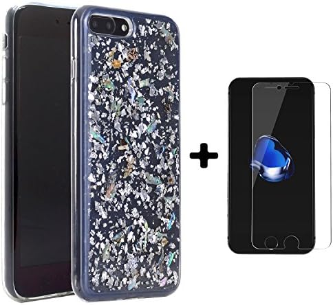 iPhone 7 Plus Case, Luxury Bling Sparkle Crystal Mother of Pearl Foil Embedded Slim Flexible TPU Cell Phone Protective Cover for Apple iPhone 7 Plus 5.5 Inch