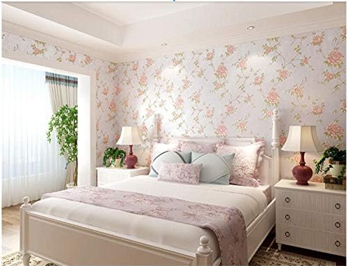 Raiev Non-Woven Wall Paper Warm Pastoral 3D Wallpaper Relief Bedroom Living Room Wedding Room Tv Background Tender Pink -250X200Cm
