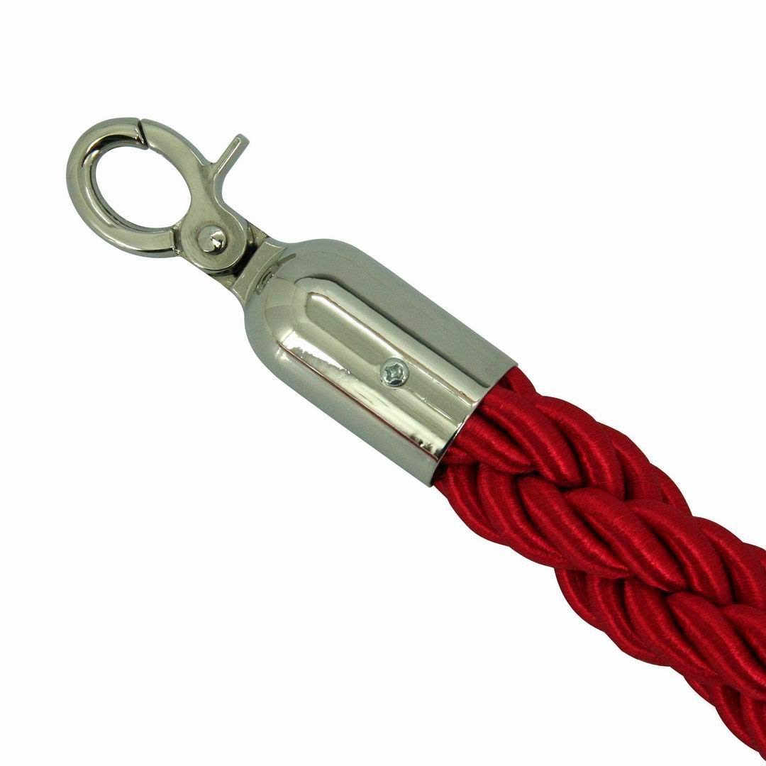 1.5m Twisted Barrier Rope Red/Chrome,Divider Crowd Control Stanchion for Hotel/Bank/Hospital/Playground/Other Public Areas