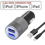 iPhone Car Charger, Eleckey 4.8A Lightning Car Charger with 3.3ft Apple MFi Certified Lightning Cable for for iPhone 6S / 6S Plus, 6, 5S, iPad