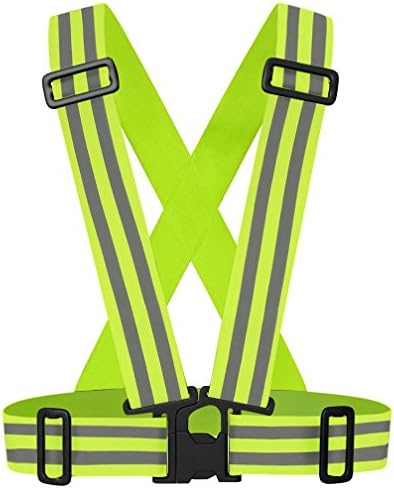 Reflective Highly Visible Safety Belt Vest, Adjustable &amp;Versatile Reflective Vest for Biking, Running, Cycling and Motorcycle Safety ,Dog walking- Green
