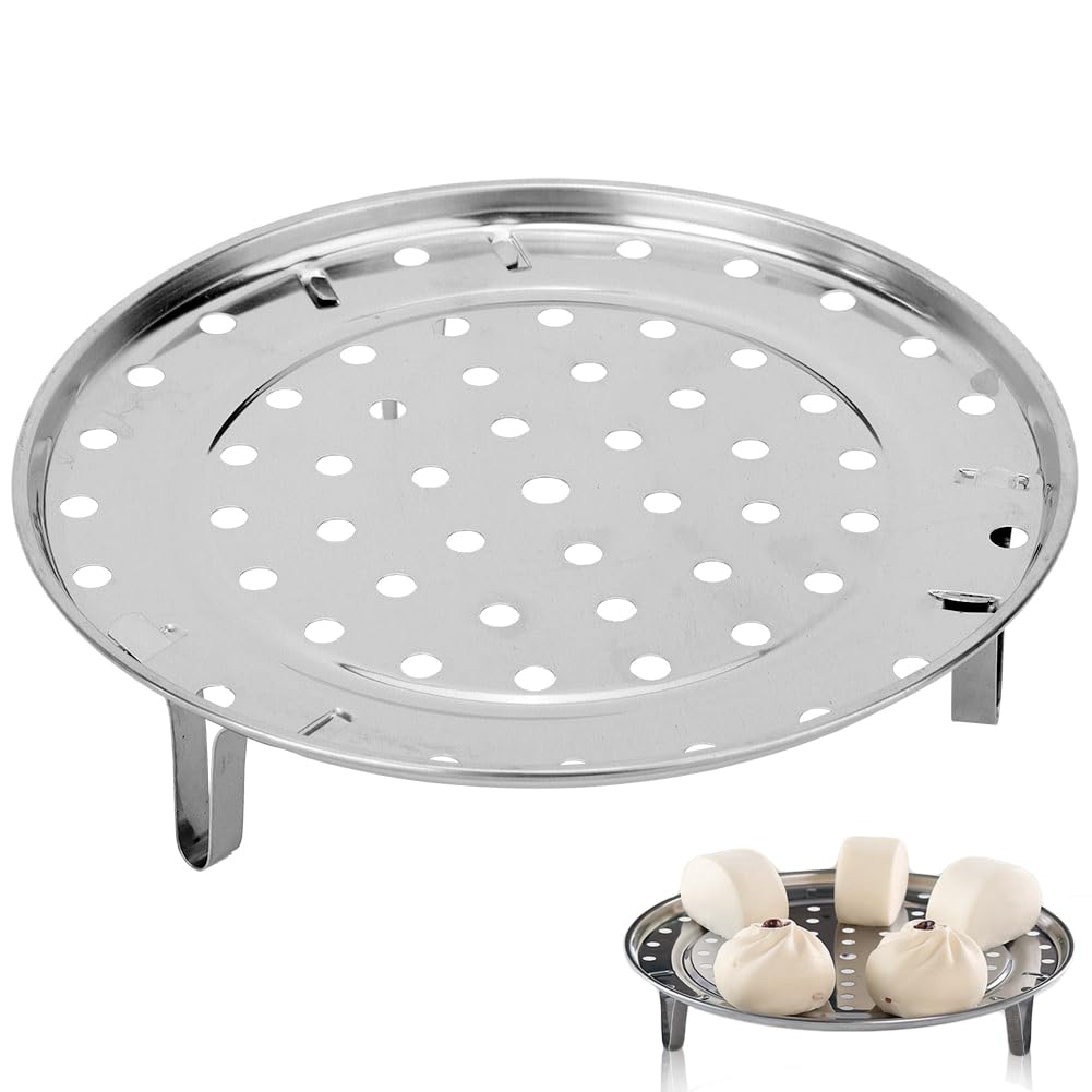 Hominas Stainless Steel Steaming Rack Stand, 1 Pcs Cooling Rack Round Steamer Basket Tray with Removable Feet for Pots Pans Cooking Home Kitchen, Sliver, 20 cm