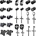 12 Pairs Stainless Steel Cross Earrings Cross Dangle Hoop Earrings Hinged Hoop Ear Jewelry for Men and Women Wearing (Style Set 2)