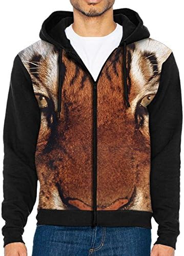 Men'sAdult 3D Digital Printed Casual Fashion Polyester Tiger Hooded Zipper Jacket Pullover Sweatshirt Hoodies With Pocket XXL