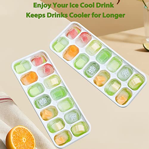 Ice Cube Tray with Bin and Lid, Stackable Ice Trays 4 Pack for Freezer, Small Ice Maker for Cocktails, Silicone Ice Trays with Ice Storage Container