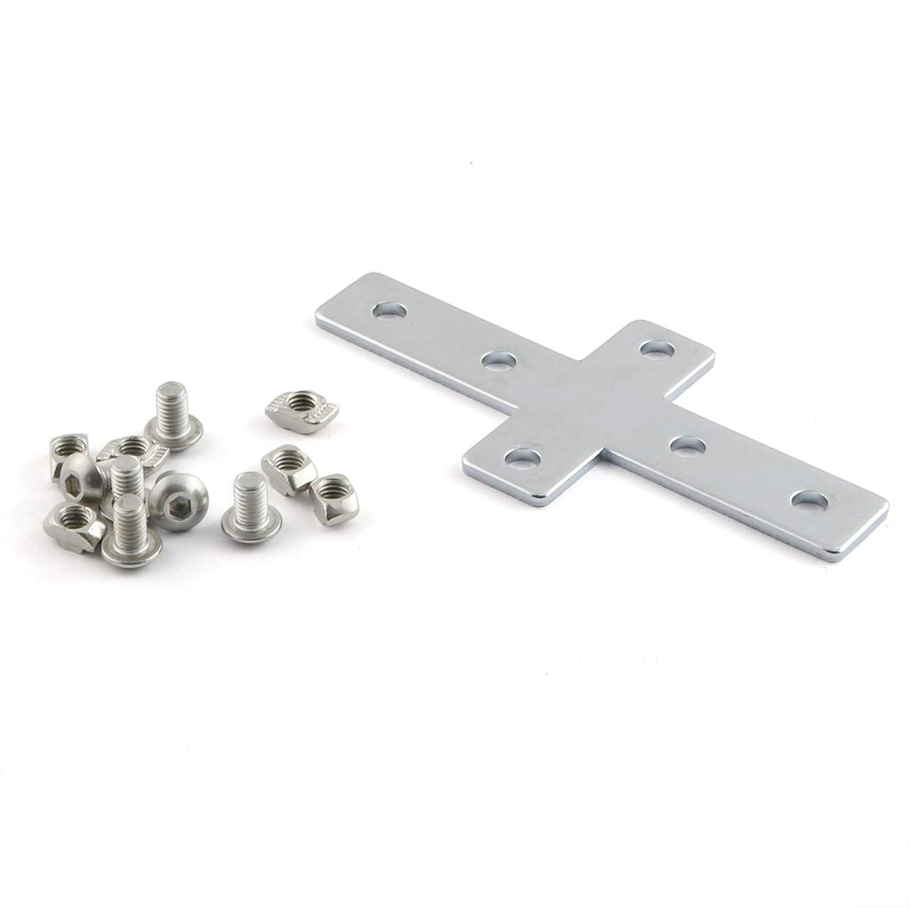 PZRT 1 Set Aluminum Profile Connector Bracket Set,1Pcs Cross Shape Connector,6Pcs M6 T-Slot Nuts,6Pcs M6x10mm Hex Socket Cap Screw Bolt for 3030 Series Aluminum Profile