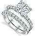 Metal Masters CO. Womens 2.5Ct Wedding Engagement Ring Band Set Fabulous Cushion CZ Sterling Silver 925