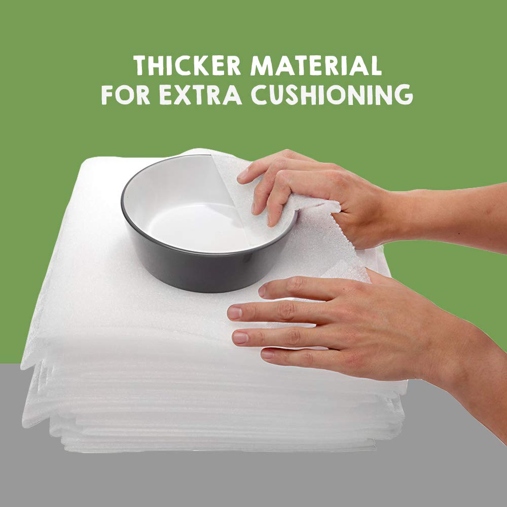 Premium Foam Packing Sheets(100 Count, 12x12 inches) Cushion Foam Wrap Sheets, Moving Supplies