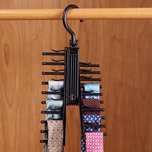 StorageMaid - 3-Pack - Tie & Belt Rack - Necktie Accessories Organizer - 20 Non-Slip Hanger Hooks Each - Rotates 360 Degrees - Storage Solution for Neckties and Belts - Thumbnail 4