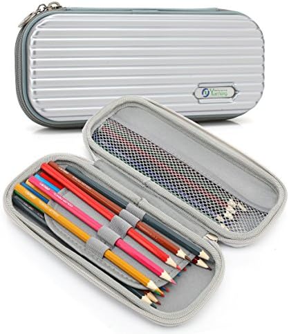 Hard shell case for executive fountain pen,apple pencil,ballpoint pen,stylus touch pen (Pure stripe, Silver)