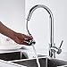 Kitchen Sink Faucet with Pull Down Sprayer Chrome, Single Handle High Arc Pull Out Kitchen Faucets, Single Level Solid Brass Bar Kitchen Faucet with Deck Plate