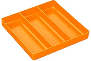 Ernst Manufacturing Toolbox Tray: Stackable Garage Organizer Tray in Orange with 3 Compartments - Ideal for Trades, Mechanics, Electricians, Plumbers, Household Use, Hobbies, and More - Heavy Duty