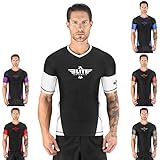 Elite Sports New Item Short Sleeve Compression, Mma, Bjj, No Gi, Cross Training Rash Guard, X-Large, Black/White