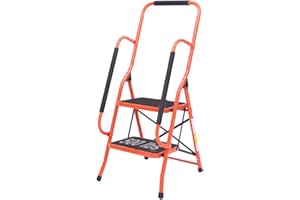 LUISLADDERS 2 Step Ladder, Folding Step Stool with Handrails, Step Ladder 2 Step Folding 500lbs with Widened Anti-Slip Pedal, Multi-use for Home Kitchen Office