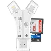 4in1 SD Card Reader for iPhone That Reads Both SD TF Memory simultaneously,for Trail Camera/Hunting Game Camera Viewer Plays Video Photo on All Latest Apple iOS