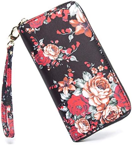 LOVESHEWomen Wallet Card RFID For Womens Holder Blocking Credit Small Zipper Purse Pocket Bifold Slim Coin ID Ladies Wristlet Clutch Large Capacity Window Case Travel Zip Women's