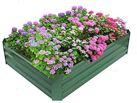 Babylon Patio Garden Flower Planter, Raised Bed, Elevated Garden Planter Box for Growing Herbs, Vegetables, Flowers,Powder-Coated Metal,Green, 47.2'' L x 35.4'' W x 11.8'' H