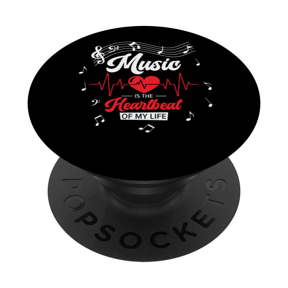 Music Is Heartbeat Of My Life Musician Music Teacher PopSockets Swappable PopGrip
