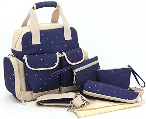 Multifunctional Large Baby Tote Diaper Bag Backpack Changing Organizer Capacity Mummy Handbag Backpack-Navy Dot