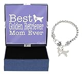Best Golden Retriever Mom Ever Golden Retriever Bracelet Gift Silhouette Charm Bracelet Silver-Tone Bracelet Gift Golden Retriever Owner Jewelry Box