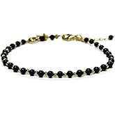 Morchic 3mm Tiny Beads Natural Gemstone Bracelet for Women, Adjustable 7.1" Energy Gem Charm Jewelry, Dainty Handmade Birthday Gift