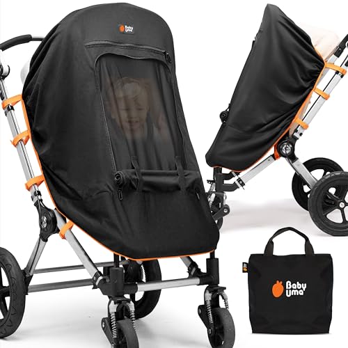 Baby Uma Stroller Sun Shade - UPF 50+ Protection, Breathable Blackout Mesh Cover With Zip-up Window for 6+ Months (+Travel Bag)
