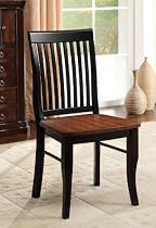 Furniture of America Charleston Mission Style Dining Chair, Antique Oak and Black, Set of 2