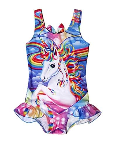 Cotrio Rainbow Unicorn Swimsuit Girls One-Piece Bathing Suit Toddler Swimwear Tankini Swimming Suits Bikini