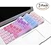 iCasso 3 Pack Keyboard Cover Ultra Thin Silicone Skin for MacBook Pro 13 Inch,15 Inch,17 Inch(W/Out Retina Display,2015 Or Older Version) MacBook Air 13 Inch-SerenityBlue/Pink/Gradient