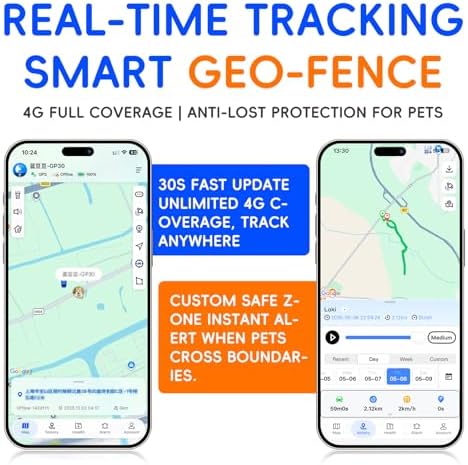 Collier GPS pour Chiens Suivi Satellite en Direct 4G, Multiples alertes intelligentes, Moniteur d'activité entièrement étanche pour Chiens et Chats, portée illimitée, Rappel Vocal à Distance