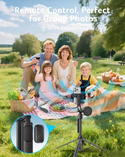 Acer Gadget Auto Face Tracking Tripod for iPhone/Cell Phone/Android/Camera with Light and Remote, 64", No App, 360°Rotating Tripod Selfie Stick for Tiktok YouTube Vlog Live Streaming Video Recording