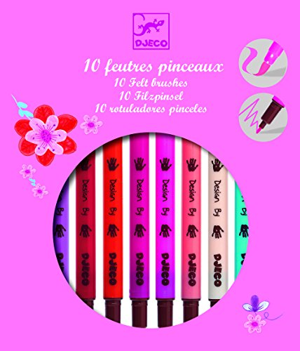 Djeco Felt Brushes, Pastel - 10 Pieces