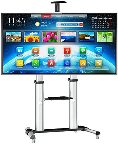 PriMount Smart TV Rolling Cart for LCD LED with Locking Wheels. Universal Mounting System fits most VESA 60” - 100” inch Screens. Best Office Conference Room Stand on the Market (MC-100)