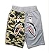 Athletic Pants Shark Pattern Hip hop Camouflage Stitching Shorts Men Drawstring Sports Shorts