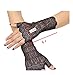 YunKo Short Lace Gloves UV Protection Fingerless Gloves Prom Party Driving Wedding (Black)