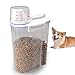 TIOVERY Pet Food Plastic Storage Container Dispenser with Graduated Cup and Seal Buckles for Dogs Cats Birds