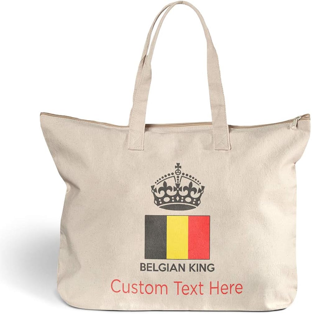 Canvas Beach Tote Belgian King Crown Countries Shopping Bags