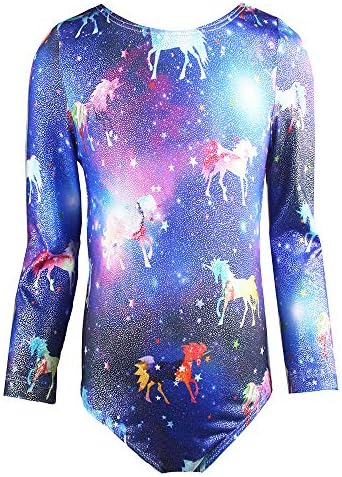 Leotards For Girls Gymnastics One-Piece Kids Unicorn Gym Apparel Athletic Biketards Quick-Dry๏ผMultiple Printed๏ผ