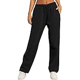 AUTOMET Women's Wide Leg Sweatpants Fleece Lined Baggy Straight Leg Lounge Pants Fall Outfits Athletic Joggers with Pockets
