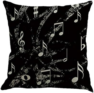 Cushion Cover Classical Musical Note Painting Linen Throw Pillow Case Sofa Home Decor (E) [Energy Class A+++]