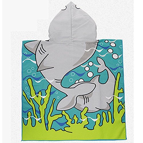 URlighting Hooded Towel Baby Bath Towel Poncho Style Beach Towel Shark Theme Fast Drying 24" x 48" for Kids Toddlers