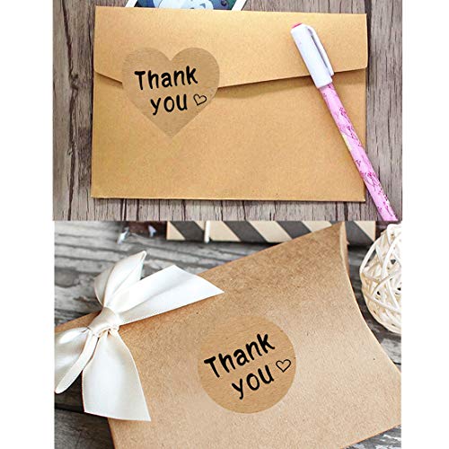Thank You Stickers Roll 1000pcs Adhesive Labels Kraft Paper with Black Hearts, Decorative Sealing Stickers for Christmas Gifts, Wedding, Party - Thumbnail 5