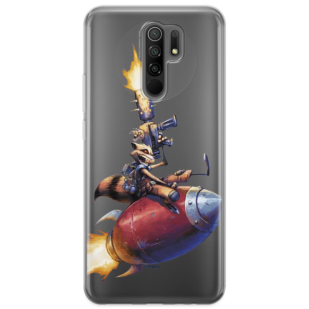 ERT GROUP mobile phone case for Xiaomi REDMI 9 original and officially Licensed Marvel pattern Rocket 007 optimally adapted to the shape of the mobile phone, partially transparent